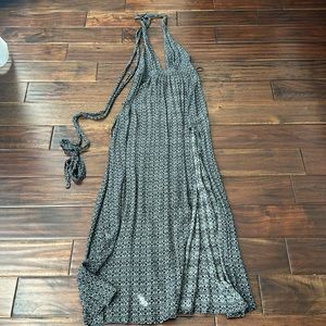 Deep V neck, maxi dress with high slit on left side